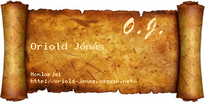 Oriold Jónás névjegykártya